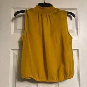 Express Sleeveless Top Women Small Yellow Smock Mock Neck Tank Lined Chiffon